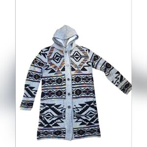 NWT Northern Angel Southwest Print Fleece Lined Full Length Hooded Cardigan Sz S